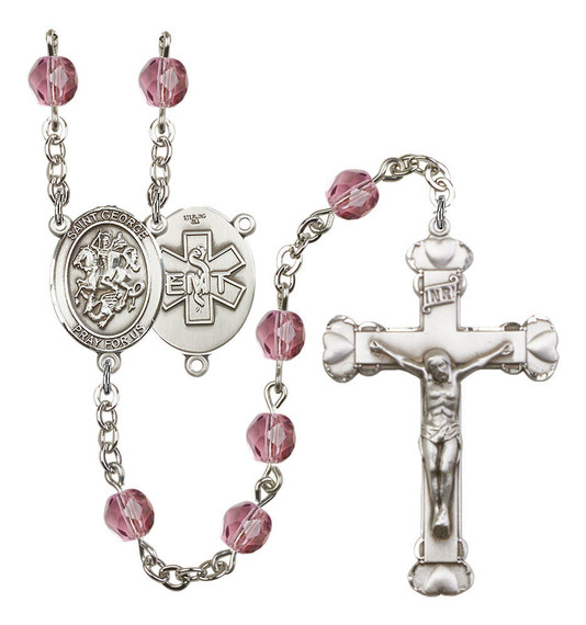 St George / EMT Rosary - 6MM Fire Polished Beads 8040S10SS