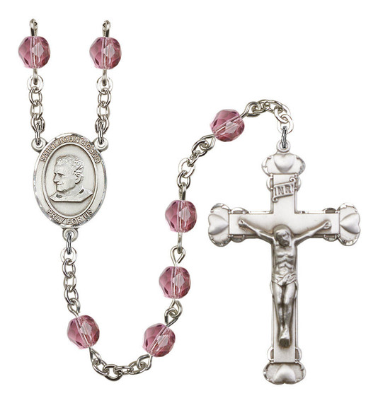 St John Bosco Rosary - 6MM Fire Polished Beads 8055SS