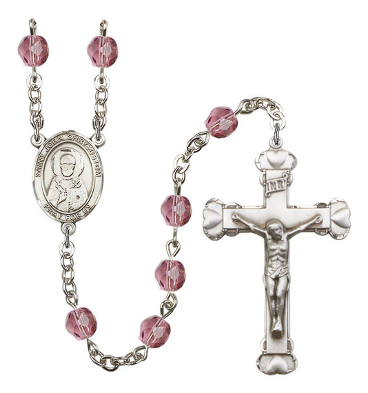 St John Chrysostom Rosary - 6MM Fire Polished Beads 8357SS
