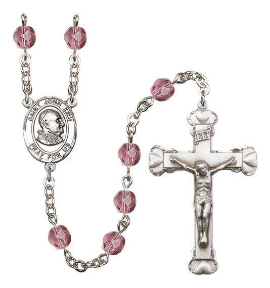 St John XXIII Rosary - 6MM Fire Polished Beads 8455SS