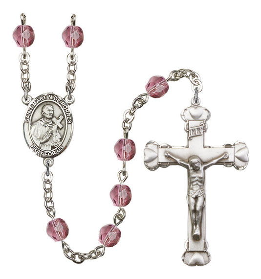 St Martin De Porres Rosary - 6MM Fire Polished Beads 8089SS