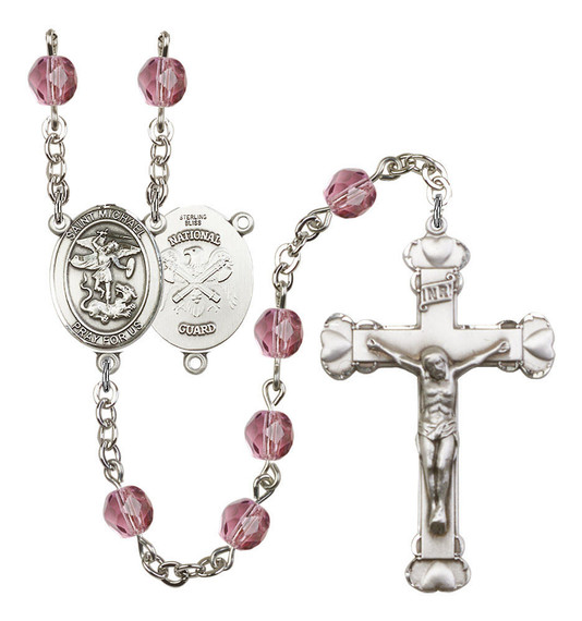 St Michael / National Guard Rosary - 6MM Fire Polished Beads 8076S5SS