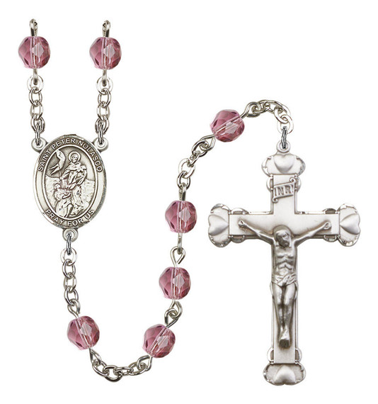 St Peter Nolasco Rosary - 6MM Fire Polished Beads 8291SS