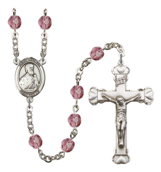 St Thomas The Apostle Rosary - 6MM Fire Polished Beads 8107SS