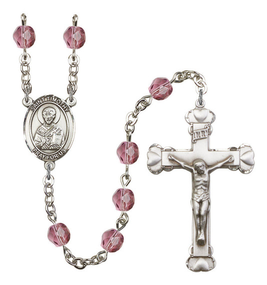 St Timothy Rosary - 6MM Fire Polished Beads 8105SS