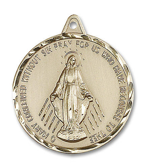 Extra Large Miraculous Medal - 14kt Gold 1 3/8 x 1 1/4 Round Pendant 0203M