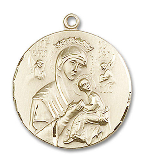 Our Lady of Perpetual Help Medal - 14kt Gold 7/8 x 3/4 Round Pendant 0567
