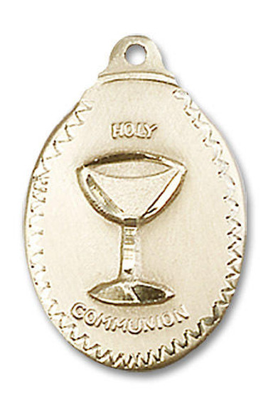 First Holy Communion Medal - 14kt Gold 7/8 x 1/2 Oval Pendant 0599W