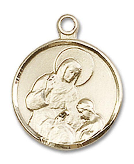 St Ann Medal - 14kt Gold 5/8 x 1/2 Round Pendant 0601A