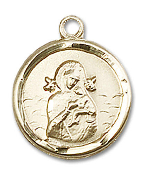 Our Lady of Perpetual Help Medal - 14kt Gold 5/8 x 1/2 Round Pendant 0601H