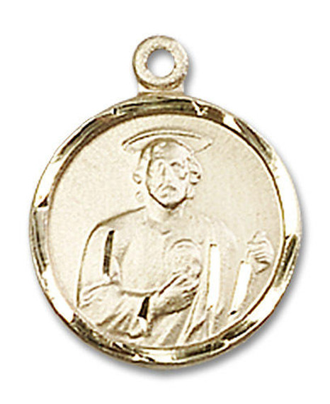 St Jude Medal - 14kt Gold 5/8 x 1/2 Round Pendant 0601J