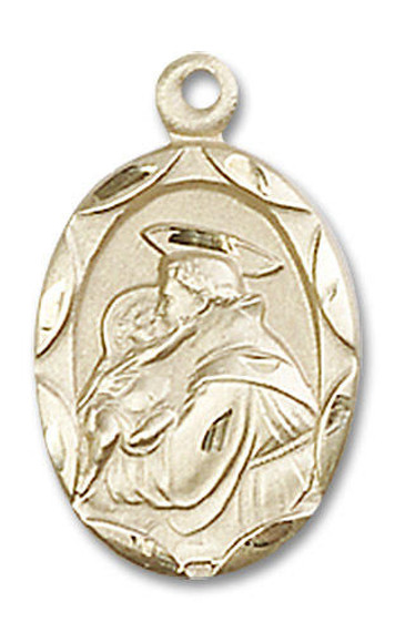 St Anthony of Padua Medal - 14kt Gold 3/4 x 3/8 Pendant 0612D