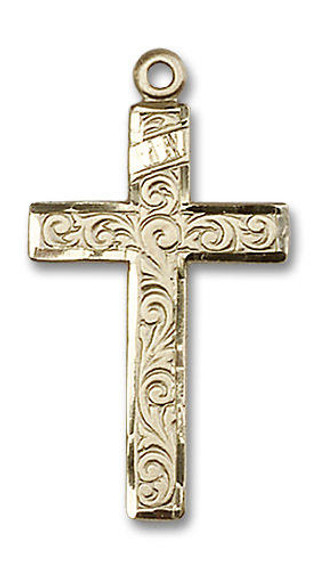 Large Embellished Cross Pendant - 14kt Gold 1 1/4 x 5/8 0652Y