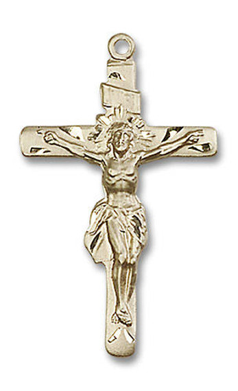 Large Crucifix Pendant - 14kt Gold 1 1/4 x 3/4 0668