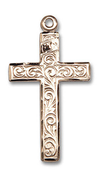 Large Embellished Cross Pendant - 14kt Gold 1 1/4 x 5/8 0674Y