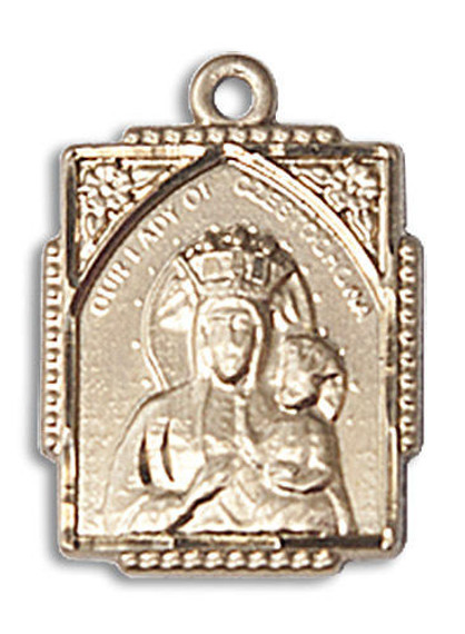 Our Lady of Czestochowa Medal - 14kt Gold 3/4 x 1/2 Rectangular Pendant 0804CZ