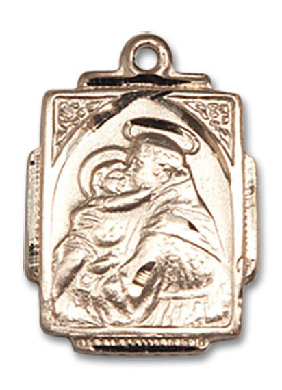 St Anthony Medal - 14kt Gold 3/4 x 1/2 Rectangular Pendant 0804D