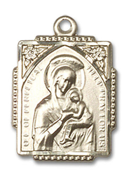 Our Lady of Perpetual Help Medal - 14kt Gold 3/4 x 1/2 Rectangular Pendant 0804H