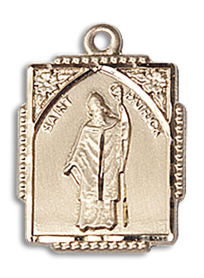 St Patrick Medal - 14kt Gold 3/4 x 1/2 Rectangular Pendant 0804PA
