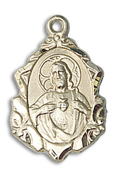 Embellished St Jude Medal - 14kt Gold 3/4 x 1/2 Pendant 0822J