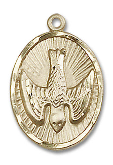 Holy Spirit Medal - 14kt Gold Oval Pendant 2 Sizes