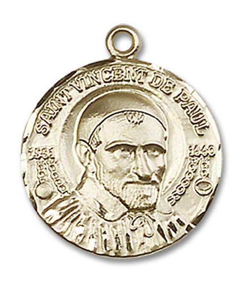 St Vincent De Paul Medal - 14kt Gold 3/4 x 5/8 Round Pendant 1155