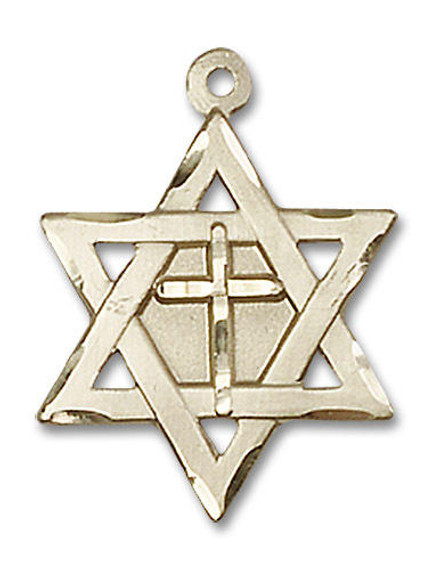 Star of David with Cross Pendant - 14kt Gold 2 Sizes
