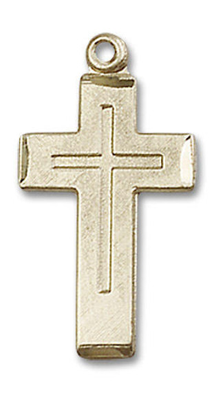 Cross on Cross Pendant - 14kt Gold 7/8 x 1/2 1529