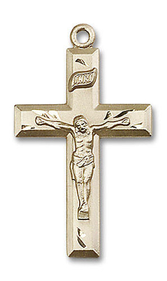 Extra Large Simple Crucifix Pendant - 14kt Gold 1 3/8 x 3/4 2186