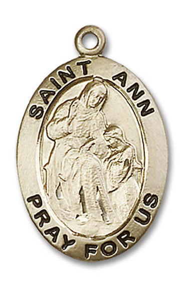St Ann Medal - 14kt Gold Oval Pendant 2 Sizes