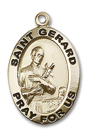 St Gerard Medal - 14kt Gold Oval Pendant 2 Sizes