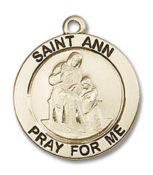 St Ann Medal - 14kt Gold 3/4 x 3/4 Round Pendant 4050