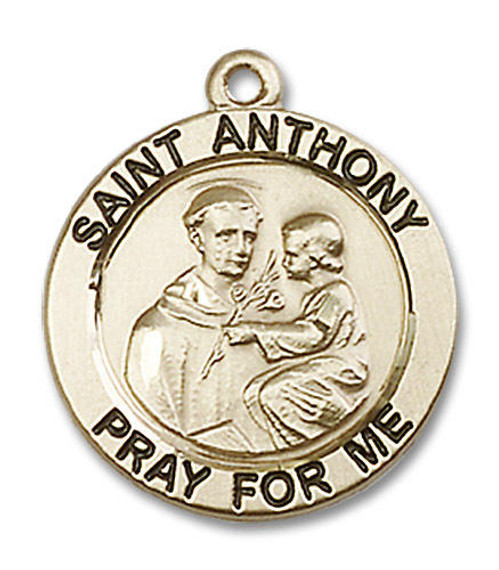 St Anthony Medal - 14kt Gold 3/4 x 3/4 Round Pendant 4052