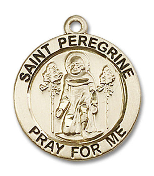 St Peregrine Medal - 14kt Gold 3/4 x 3/4 Round Pendant 4060