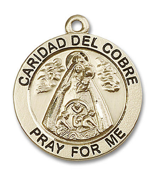 Caridad Del Cobre Medal - 14kt Gold 1 x 7/8 Round Pendant 4086