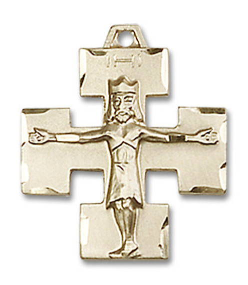 Modern Crucifix Pendant - 14kt Gold 3/4 x 5/8 4135