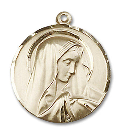 Sorrowful Mother Medal - 14kt Gold 3/4 x 5/8 Round Pendant 4249