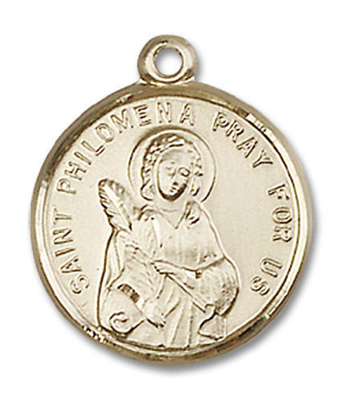 St Philomena Medal - 14kt Gold 3/4 x 5/8 Round Pendant 4267