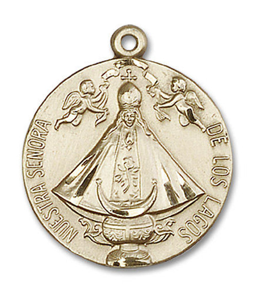 Nuestra Senora De Los Lagos Medal - 14kt Gold 1 x 7/8 Round Pendant 4271