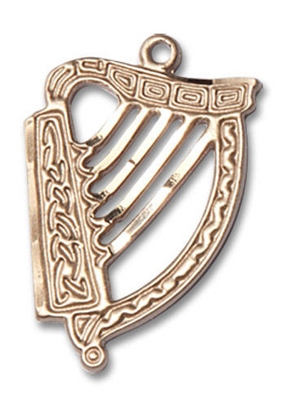 Irish Harp Pendant - 14kt Gold 7/8 x 5/8 5103