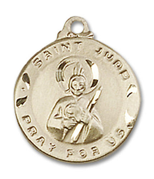 St Jude Medal - 14kt Gold 5/8 x 1/2 Round Pendant 5651