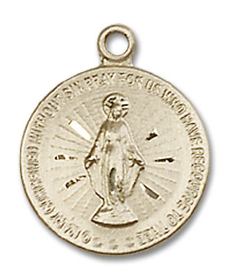 Miraculous Medal - 14kt Gold 5/8 x 1/2 Round Pendant 5653