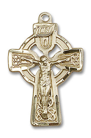 Large Celtic Crucifix Pendant - 14kt Gold 1 x 5/8 5684