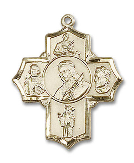 Large St Philomena Multi-Saint 5-Way Medal - 14kt Gold 1 1/4 x 1 Pendant 5698