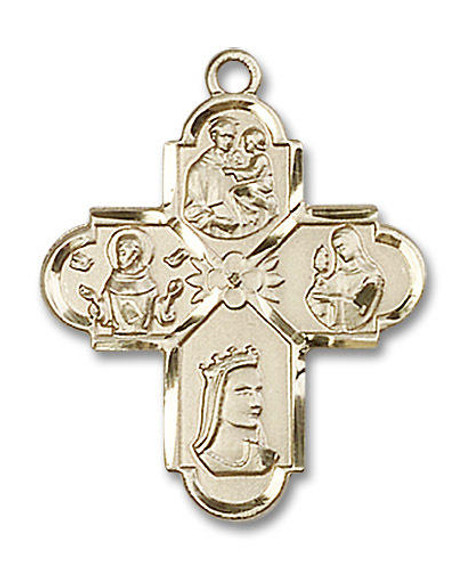 Franciscan 4-Way Medal - 14kt Gold 1 x 7/8 Pendant 5700