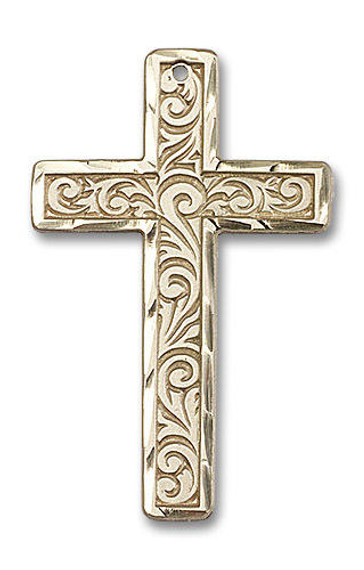 Knurled Cross Pendant - 14kt Gold 1 3/4 x 1 5737