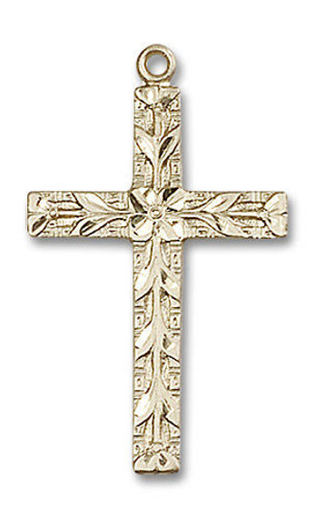 Embellished Large Cross Pendant - 14kt Gold 1 1/4 x 3/4 5921