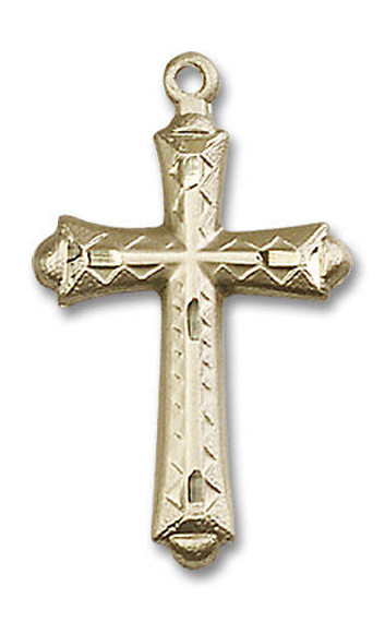 Embellished Large Cross Pendant - 14kt Gold 1 1/8 x 5/8 6007