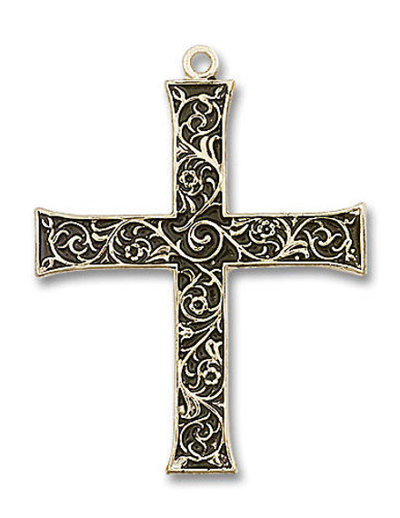 Extra Large Embellished Cross Pendant - 14kt Gold 1 5/8 x 1 1/4 6029