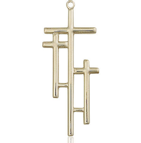 Three Crosses Pendant - 14kt Gold 1 3/8 x 1/2 6030